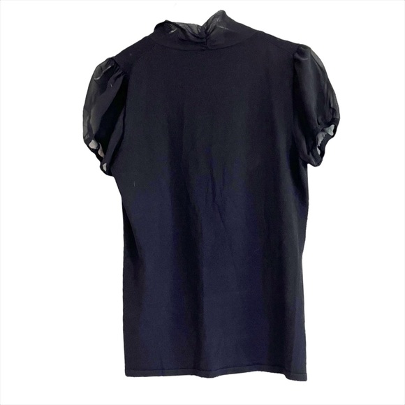 CABLE & GAUGE Fine Knit Sheer Ruffle Top Size L - Picture 5 of 5
